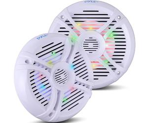 Pyle Haut-Parleurs Marine Étanches 250W, Système Audio Stéréo Extérieur, Résistant à l'eau et Intempéries, pour Voiture/Bateau, Blanc