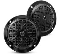Pyle Haut-Parleurs Marins 10 cm Étanches, Système Audio Extérieur Résistant aux Intempéries, Double Cône Polypropylène, Design Compact - Noir - Paire