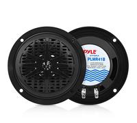 Pyle Enceintes Marine Doubles 10 cm - Système Haut-Parleur Extérieur étanche et Résistant aux Intempéries avec Cône en Polypropylène - Entourage en Tissu et Design Bas Profil - 1 Paire - Noir