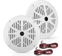Pyle Haut-Parleurs Marins 16,5 cm 2 Voies - Étanches 120W, Stéréo Résistante aux Intempéries, Cône Polypropylène, Surround Tissu, Paire Blanc