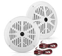 Pyle Paire d’Enceintes Marines 16,5 cm - Système Audio Stéréo Extérieur Étanche et Résistant aux Intempéries, 2 Voies, 120 Watts, Cône en Polypropylène avec Suspension en Tissu - Blanc