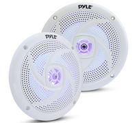Pyle Haut-parleurs Marins étanches à Profil Bas - 240 W 16,5 cm 2 Voies, 1 Paire Mince, étanche, résistant aux intempéries, système Audio stéréo extérieur avec lumières Del Bleues (Blanc)