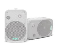 Pyle Home Enceinte d’Extérieur 500W, Paire d’Enceintes Imperméables, Haut Parleur étanche Montée au Mur/Plafond, Utilisation dans la Piscine, Le Patio, l'Intérieur, Blanc