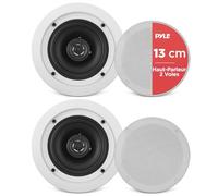 Pyle Home Enceinte Murale/Plafond de 13,3 cm - Paire d'Enceintes Médium-Grave à 2 Voies avec Woofer et Tweeter à Dôme en Polymère de 2,54 cm- Design Encastré - Haut Parleur Encastrable Plafond