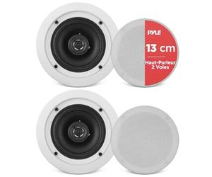 Pyle Home Enceinte Murale/Plafond de 13,3 cm - Paire d'Enceintes Médium-Grave à 2 Voies avec Woofer et Tweeter à Dôme en Polymère de 2,54 cm- Design Encastré - Haut Parleur Encastrable Plafond