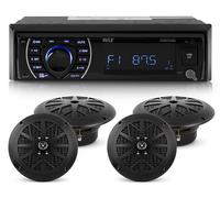 Pyle Kit Autoradio Marin Bluetooth, 4 Enceintes Étanches 16 cm, USB Noir