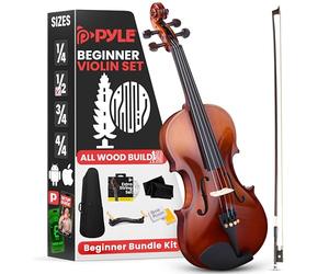 Pyle Kit de Démarrage pour Violon Débutant Taille1/2, Violon Enfant/Adulte,Ensemble de Départ avec Étui de Transport, Cordes de Rechange, Accordeur Numérique, Repose-Épaule et Chiffon de Nettoyage
