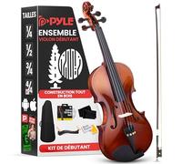 Pyle Kit de Démarrage pour Violon Taille Entière, Violon Enfant/Adulte Avec Etui de Voyage, Archet, Cordes Supplémentaires, Accordeur numérique,Repose-épaule et Chiffon de Nettoyage