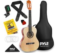 Pyle Kit de Guitare Acoustique Debutant - Guitare Enfant/Adulte-Taille Junior 1/4- instrument tout en Bois - 76 cm Frêne Naturel