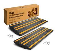 Pyle Lot de 2 Rampes de Seuil en Caoutchouc-Rampe Bordure Antidérapante Usage Intensif, Étanche, Bande Réfléchissante Jaune et Vis d’Expansion, Garage, Allée, Trottoir, Voiture,Camion,Fauteuil Roulant