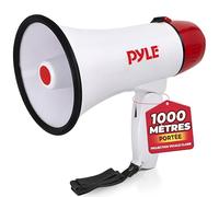 Pyle Mégaphone 20W - Mégaphone Portable, Portée de Projection Jusqu'à 365 Mètres Carrés, Mode Parole et Alerte Sirène, Bandoulière, Fonctionne sur Batterie (Blanc)