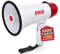 Pyle Mégaphone 20W - Mégaphone Portable, Portée de Projection Jusqu'à 365 Mètres Carrés, Mode Parole et Alerte Sirène, Bandoulière, Fonctionne sur Batterie (Blanc)