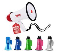Pyle Mégaphone 20W - Mégaphone Portable, Portée de Projection Jusqu'à 800 Mètres Carrés, Mode Parole et Alerte Sirène, Bandoulière, Fonctionne sur Batterie (Blanc)