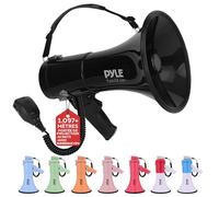 Pyle Mégaphone 50W-Haut-Parleur Portable avec Sirène Intégrée, Enregistrement, Bluetooth et AUX et Batterie Rechargeable, Mégaphone Porte-Voix avec Micro et Bandoulière