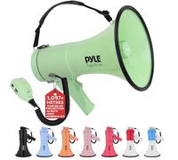 Pyle Mégaphone 50W-Haut-Parleur Portable avec Sirène Intégrée, Enregistrement, Bluetooth et AUX et Batterie Rechargeable, Mégaphone Porte-Voix avec Micro et Bandoulière