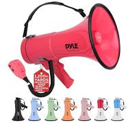 Pyle Mégaphone 50W-Haut-Parleur Portable avec Sirène Intégrée, Enregistrement, Bluetooth et AUX et Batterie Rechargeable, Mégaphone Porte-Voix avec Micro et Bandoulière