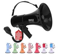 Pyle Mégaphone 50W-Haut-Parleur Portable avec Sirène Intégrée, Enregistrement, Bluetooth et AUX et Batterie Rechargeable, Mégaphone Porte-Voix avec Micro et Bandoulière