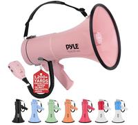 Pyle Mégaphone 50W-Haut-Parleur Portable avec Sirène Intégrée, Enregistrement, Bluetooth et AUX et Batterie Rechargeable, Mégaphone Porte-Voix avec Micro et Bandoulière