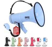 Pyle Mégaphone 50W-Haut-Parleur Portable avec Sirène Intégrée, Enregistrement, Bluetooth et AUX et Batterie Rechargeable, Mégaphone Porte-Voix avec Micro et Bandoulière