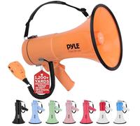 Pyle Mégaphone 50W-Haut-Parleur Portable avec Sirène Intégrée, Enregistrement, Bluetooth et AUX et Batterie Rechargeable, Mégaphone Porte-Voix avec Micro et Bandoulière