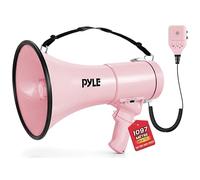 Pyle Mégaphone 50W-Haut-Parleur Portable avec Sirène Intégrée, Enregistrement, Bluetooth et AUX et Batterie Rechargeable, Mégaphone Porte-Voix avec Micro et Bandoulière