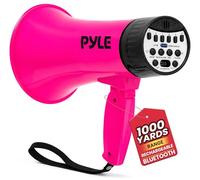 Pyle Megaphone Haut-Parleur 30 W | Mégaphone Bullhorn Rechargeable avec bandoulière, sirène, Bluetooth et changeur de Voix | Portée de 550 m | Enregistrement et Lecture | Design résistant aux