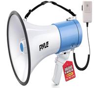 Pyle Mégaphone Haut-Parleur 50 W avec Microphone, mégaphones avec sirène et Volume réglable, mégaphone Puissant, Utilisation en intérieur/extérieur, Rechargeable, Parfait pour la Police, Le Football