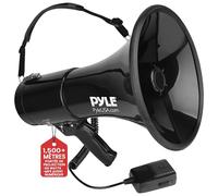 Pyle Haut-Parleur Mégaphone avec Sirène Intégrée, Mégaphone Porte-Voix, 50 Watts, Volume Réglable, Idéal pour Les Fans, Entraîneurs de Sports, Cheerleading, Exercices de Sécurité, Noire