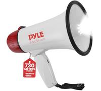 Pyle Mégaphone Portable 30W avec Sirène et Lumières LED - Portée 730 m, Volume Réglable, Poignée Pliable, Idéal pour Sport, Sécurité, Événements Extérieurs