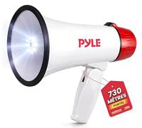 PYLE Haut-parleur Mégaphone, 30W, PA avec Sirène Intégrée et Lumières LED, Volume Réglable pour le Football, Soccer, Baseball, les Entraîneurs et les Exercices de Sécurité