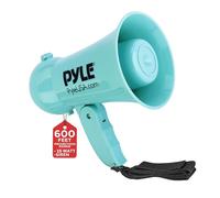 PYLE Mégaphone Portable à Piles avec sirène et Microphone - Contrôle du Volume réglable pour Parler, Musique et Alarme (Turquoise)