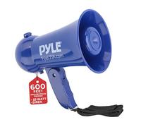 Pyle Mégaphone Portable à Piles - Haut-Parleur Mégaphone Puissant avec Sirène Intégrée et Microphone Dynamique - Idéal pour Encourager Lors de Matchs de Football, Bleu Marine