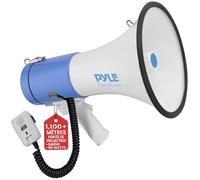 Pyle Haut-Parleur Mégaphone Portable PA Bullhorn, Mégaphone Porte-Voix avec Sirène Intégrée, 50W avec Contrôle de Volume Ajustable, Portée de 1100mètres, Idéal pour Sports, Exercices de Sécurité
