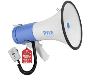 Pyle Mégaphone Portable Haut-Parleur PA Bullhorn - Sirène Intégrée, Commande de Volume Ajustable 50W et Portée de 1200 Mètres
