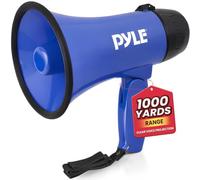 Pyle Mégaphone Portable sirène Bullhorn, Compact et fonctionnant à Piles avec 20 W de Puissance, 2 Modes, Son PA et poignée Pliable pour Pom-Pom Girl, Sport, Police, Enfants et Plus Encore - Bleu
