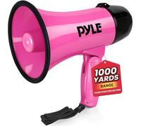 Pyle Mégaphone Portable sirène Bullhorn, Compact, Fonctionne avec Piles, Puissance de 20 W, Microphone, 2 Modes, Son PA, Sport, Pom-Pom Girl, Police, Enfants, Rose, écran de 12,7 cm, 1 pièce