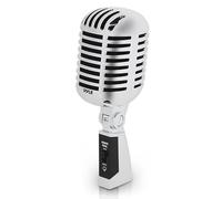 Pyle Micro - Microphone Dynamique Vocal Classique Rétro - Style Vintage Unidirectionnel Cardioïde avec Câble XLR - Compatible avec Support Universel - Performance,Enregistrement en Studio - Argent