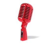 Pyle Micro-Microphone Dynamique Vocal Rétro Classique- Micro Cardioïde Unidirectionnel Style Vintage avec Câble XLR - Compatible avec Support Universel - Performance, Enregistrement en Studio (Rouge)