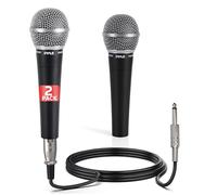 Pyle Microphone Professionnel Dynamique - Pack de 2 Micros à Main Unidirectionnels avec Filtre Anti-Pop Intégré, Haute Sortie de Signal, Câble Audio XLR de 15 Pieds, Idéal pour Scènes