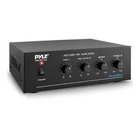 Pyle Mini Ampli Bluetooth pour Maison - Récepteur Stéréo 60W, Entrées RCA, 2 Microphones, Sorties 25/70 Volts, LED, Sélecteur d'Entrée, idéal pour Système de Sonorisation PA et Haut-parleurs Amplifiés
