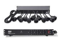 Pyle Multiprise Parafoudre 12 Prises Rack 19” 1U - PDU Électrique avec Ports USB, Disjoncteur 15A, Protection Surtension, Câble 4,5 m - Prise Informatique Haute Puissance - Noir