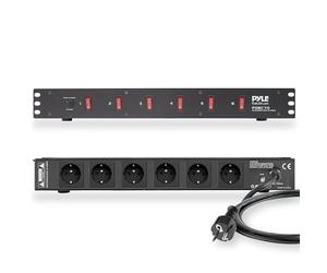 Pyle Multiprise Parafoudre 6 Prises Rack 48 cm 1U - Bloc PDU Électrique 15A, Châssis Acier, Câble 1,8 m, Disjoncteur - Protection Équipements Audio/Vidéo et Informatique