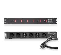 Pyle Multiprise Parafoudre 9 Prises 1U Rack Rack 19” 1U - PDU Électrique 15A avec Filtre Anti-Bruit, Disjoncteur, Châssis Acier, Câble 1,8 m - Protection Appareils Audio/Vidéo & Informatique