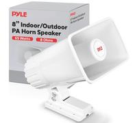 Pyle PA Horn Speaker Indoor Outdoor, 20cm Portable PA with 8 Ohm Impédance, 65W Peak Power, Support de Montage, Matériel Inclus, Blanc - Haut-Parleur pour événements, écoles, alarmes, annonces