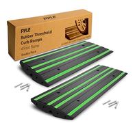 Pyle Pack de 2 Rampes de Bordure en Caoutchouc de 2,4 m - Rampes de Seuil Antidérapantes Ultra-Résistantes pour Entrées, Garages, Trottoirs, Fauteuils Roulants et Accès Véhicules