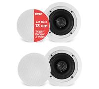 Pyle Paire d’Enceintes 13,34 cm à Montage Encastré Mural/Plafond- Enceinte Encastrable Plafond-Système Stéréo 2 Voies avec Connexions Rrapides à Ressort-Cône en Polypropylène-Son Stéréo 150 Watts