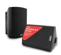 Pyle Paire d'Enceintes Bluetooth Murales étanches, pour Intérieur/Extérieur, évaluation IP44 de Qualité Marine, Amplification des Basses, Volume élevé et Basses Améliorées, Noir