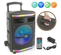 Pyle Partybox, Grande Enceinte Bluetooth 600 W, boîte à Musique Portable avec poignée et roulettes, Caisson de Basses de 10" et Batterie, boîte de karaoké avec lumières LED, USB/SD/MP3, pour fête