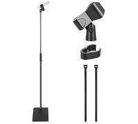 Pyle Pied micro à base carrée – Réglable 92–161 cm, base fonte, clip inclus & adaptateur 5/8 studio/scène