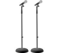 Pyle Pied de Micro Universelle à Base Compact - Hauteur Réglable de 85 cm à 152 cm- Support de Micro avec Sol Robuste - Léger pour Studio avec Adaptateur de Microphone Standard - Paire
